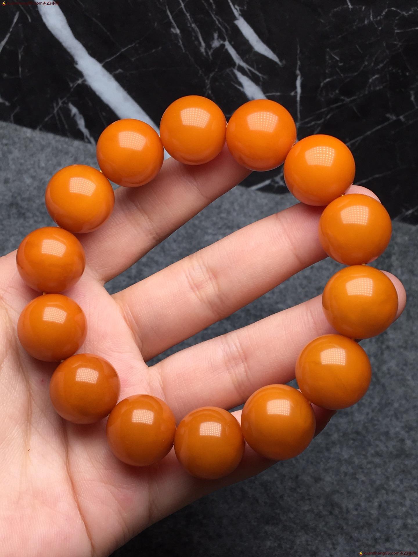 极品 橘皮蜜蜡手串