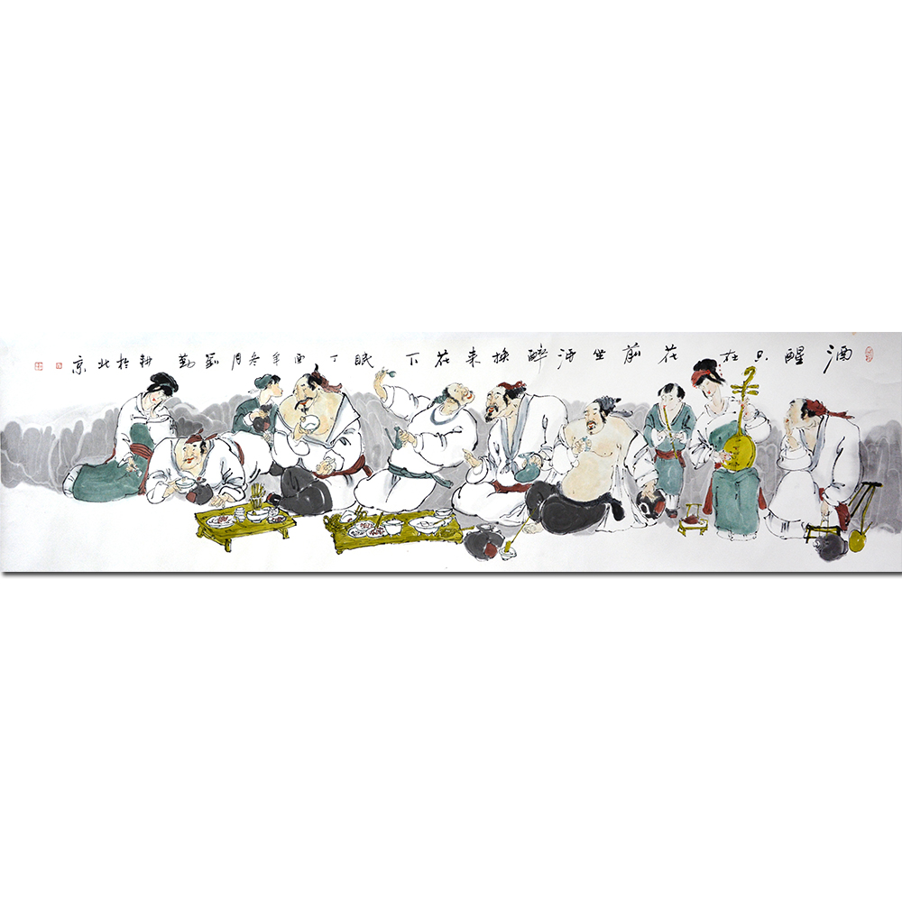 1.8米【著名画家 刘勤耕】《饮酒图》 精品力作