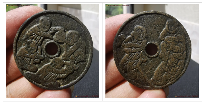 五男二女婴戏花钱