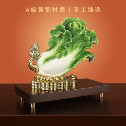 全铜招财金蟾白菜摆件